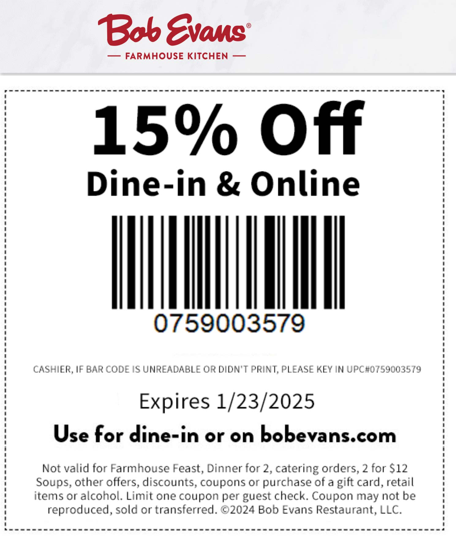 Bob Evans restaurants Coupon  15% off at Bob Evans restaurants #bobevans 