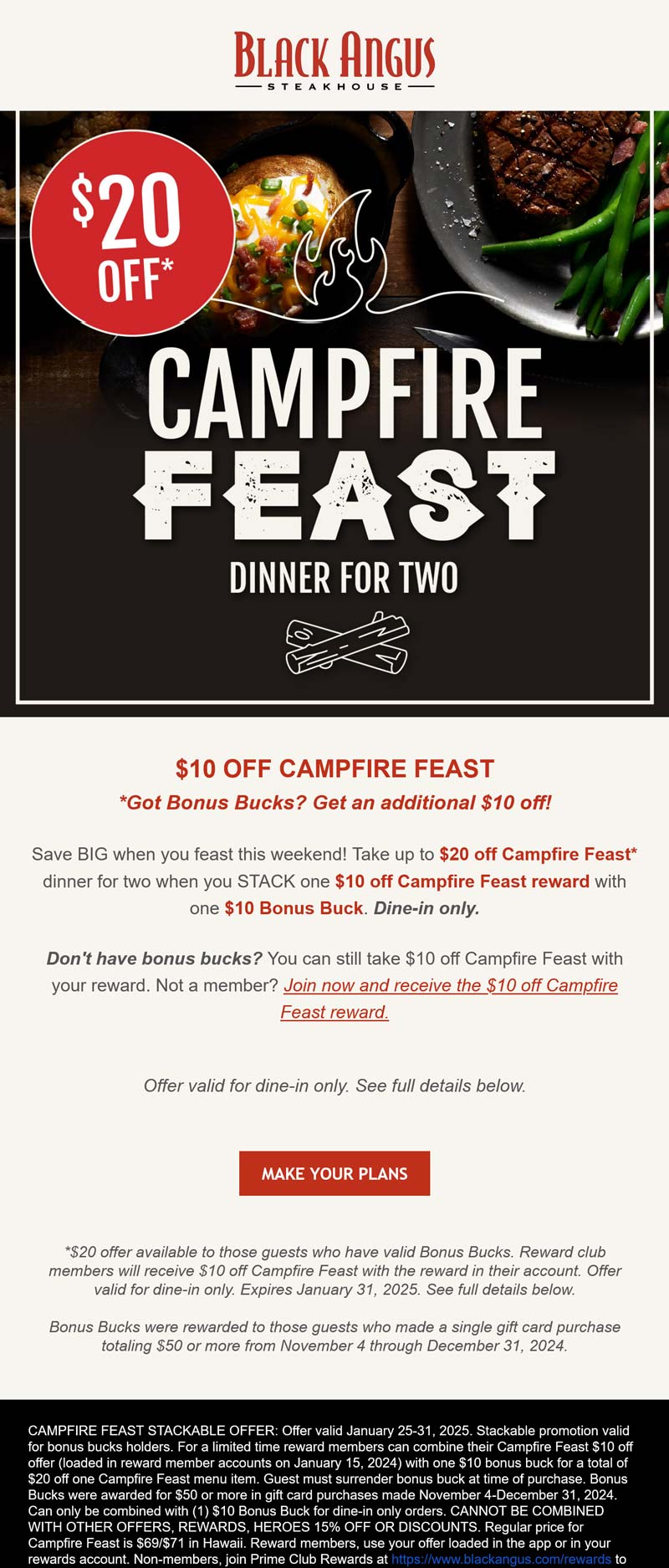 Black Angus restaurants Coupon  $20 off campfire feast at Black Angus steakhouse #blackangus 