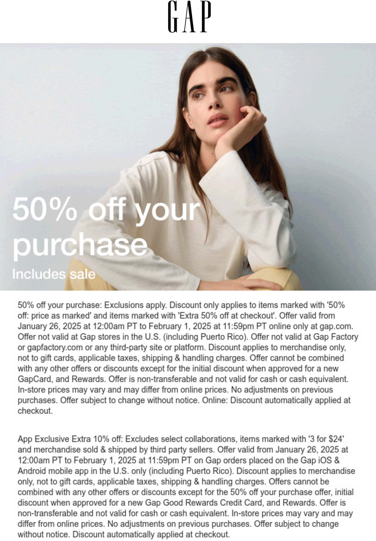 Gap stores Coupon  Extra 50% off online at Gap #gap 