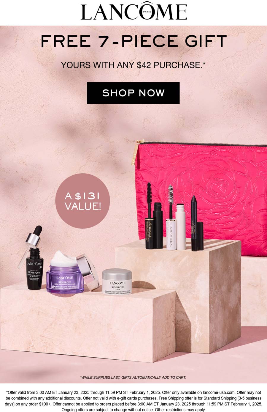 Lancome stores Coupon  Free 7pc on $42 online at Lancome #lancome 