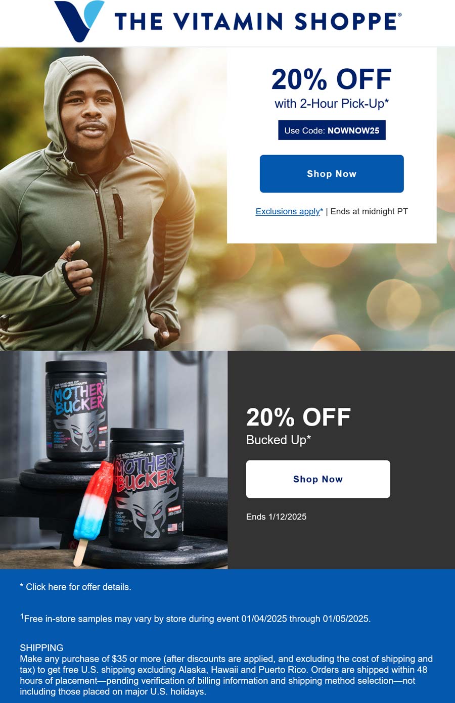 The Vitamin Shoppe stores Coupon  20% off online today at The Vitamin Shoppe via promo code NOWNOW25 #thevitaminshoppe 