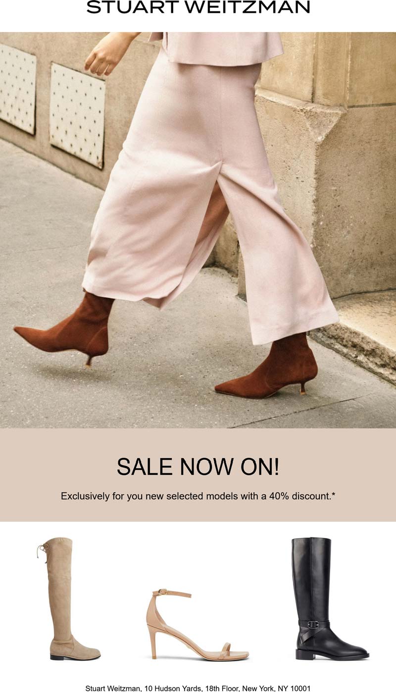 Stuart Weitzman stores Coupon  40% off sale items at Stuart Weitzman #stuartweitzman 