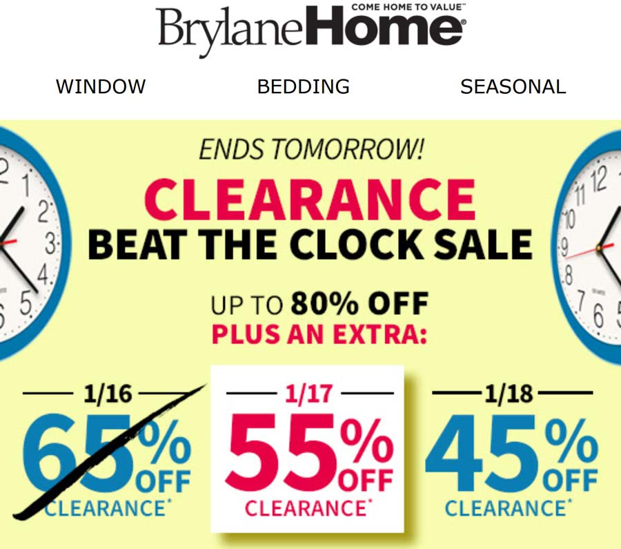 BrylaneHome stores Coupon  Extra 45-55% off clearance at BrylaneHome #brylanehome 