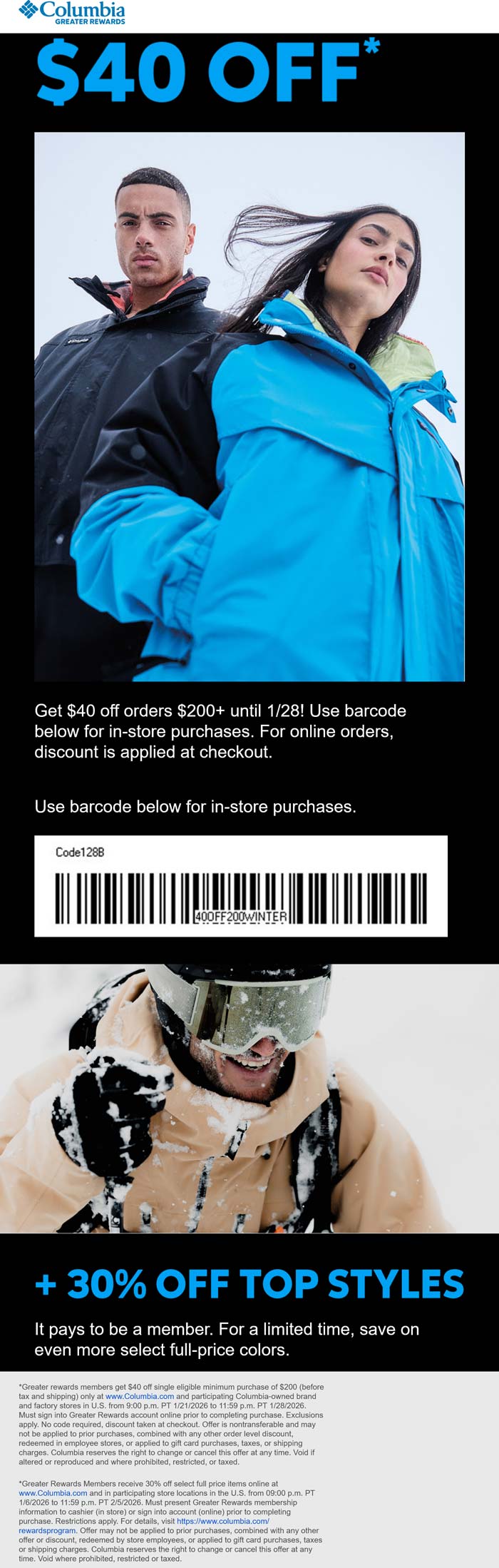 Columbia stores Coupon  $40 off $200 & more at Columbia #columbia 