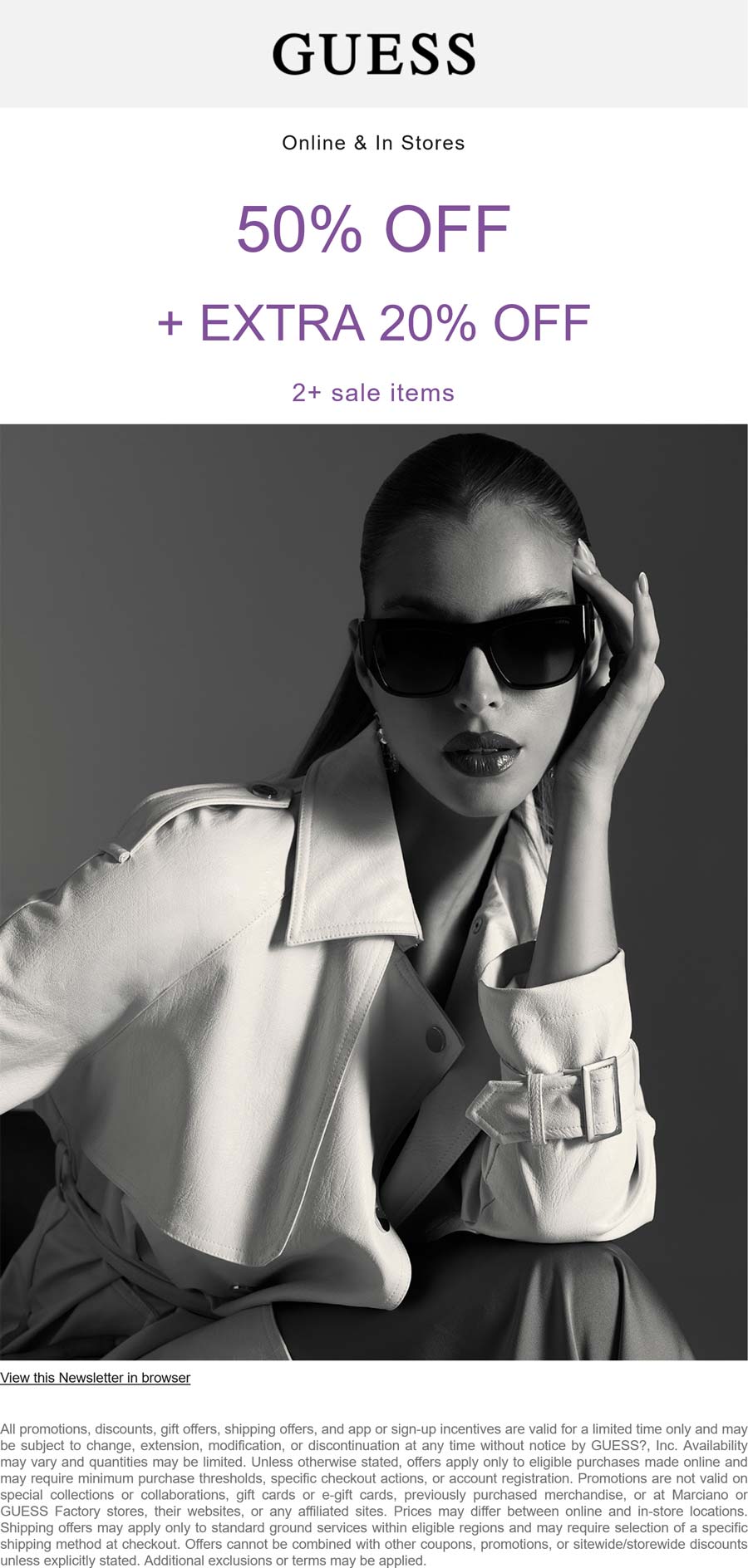 GUESS stores Coupon  50-70% off at GUESS, ditto online #guess 