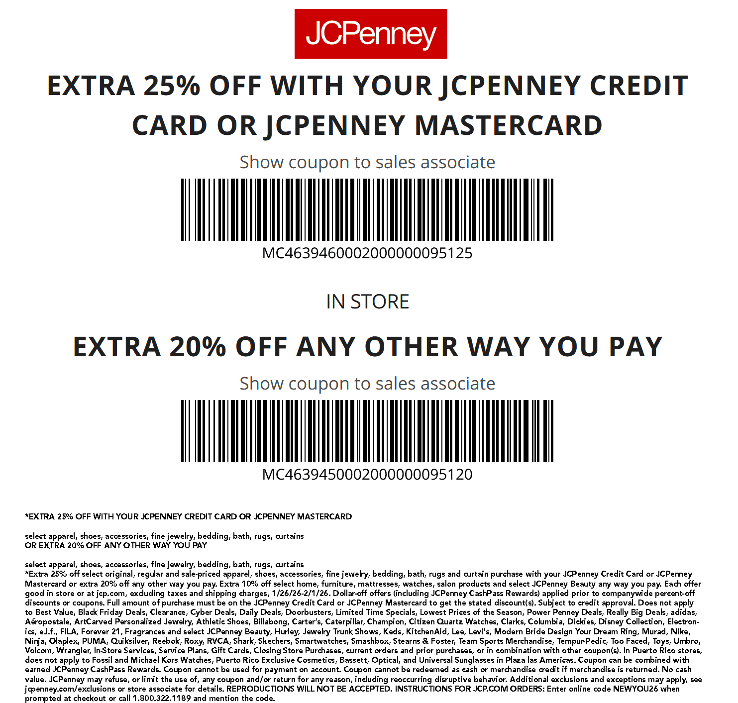 JCPenney stores Coupon  20% off at JCPenney, or online via promo code NEWYOU26 #jcpenney 