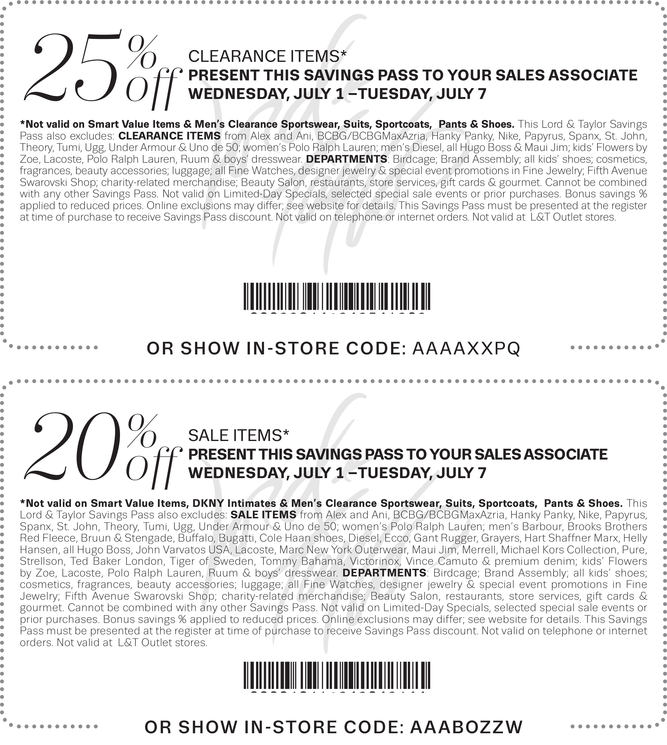 Lord & Taylor Coupon April 2024 Extra 20% off sale items + 25% off clearance at Lord & Taylor, or online via promo code FOURTH