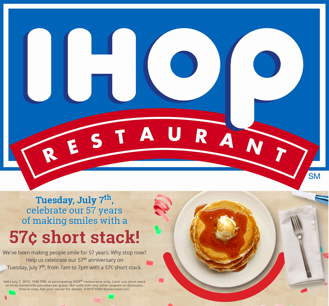 IHOP Coupon April 2024 Almost-free pancakes Tuesday at IHOP