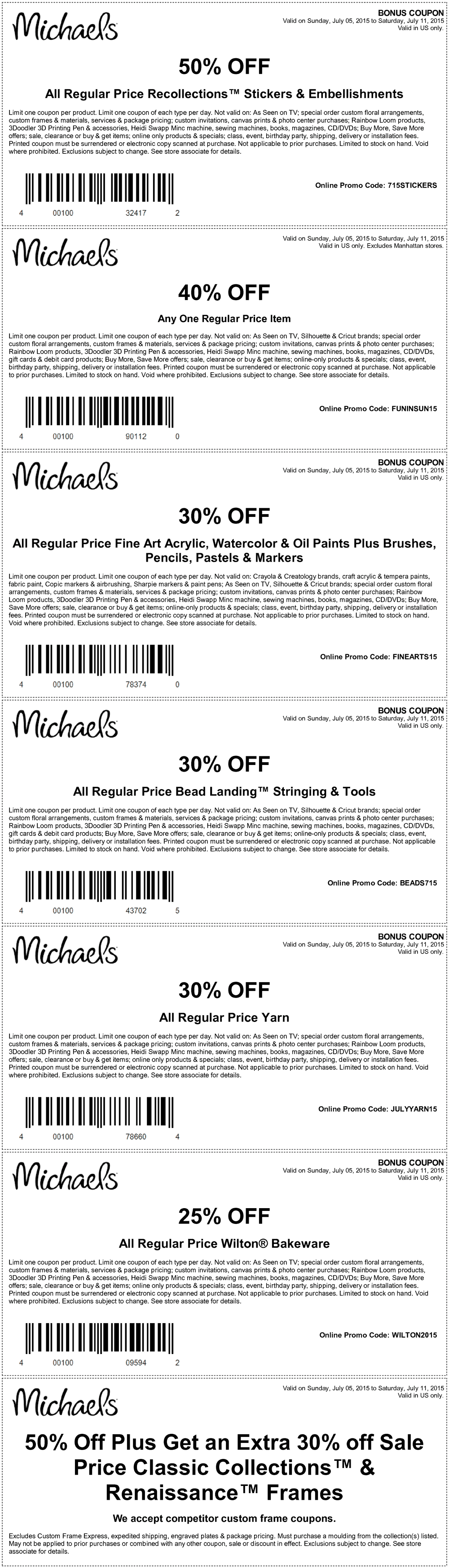 Michaels Coupon April 2024 40% off a single item & more at Michaels, or online via promo code FUNNSUN15