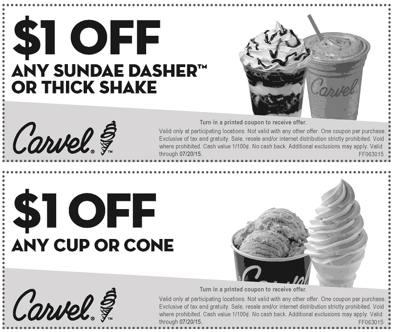 Carvel Coupon April 2024 Shave $1 buck off your ice cream from Carvel