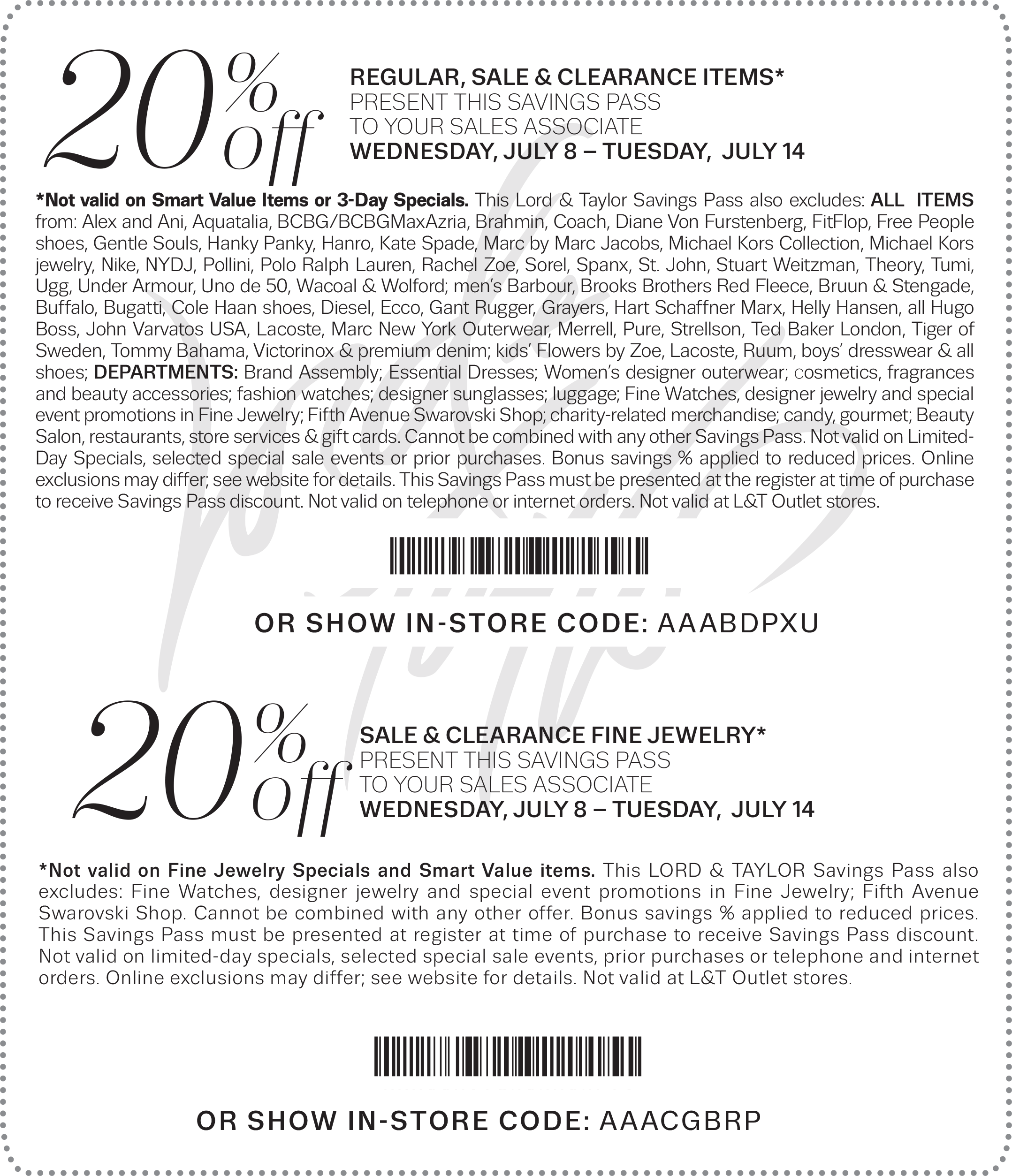 Lord & Taylor Coupon April 2024 20% off at Lord & Taylor, or online via promo code ADORE
