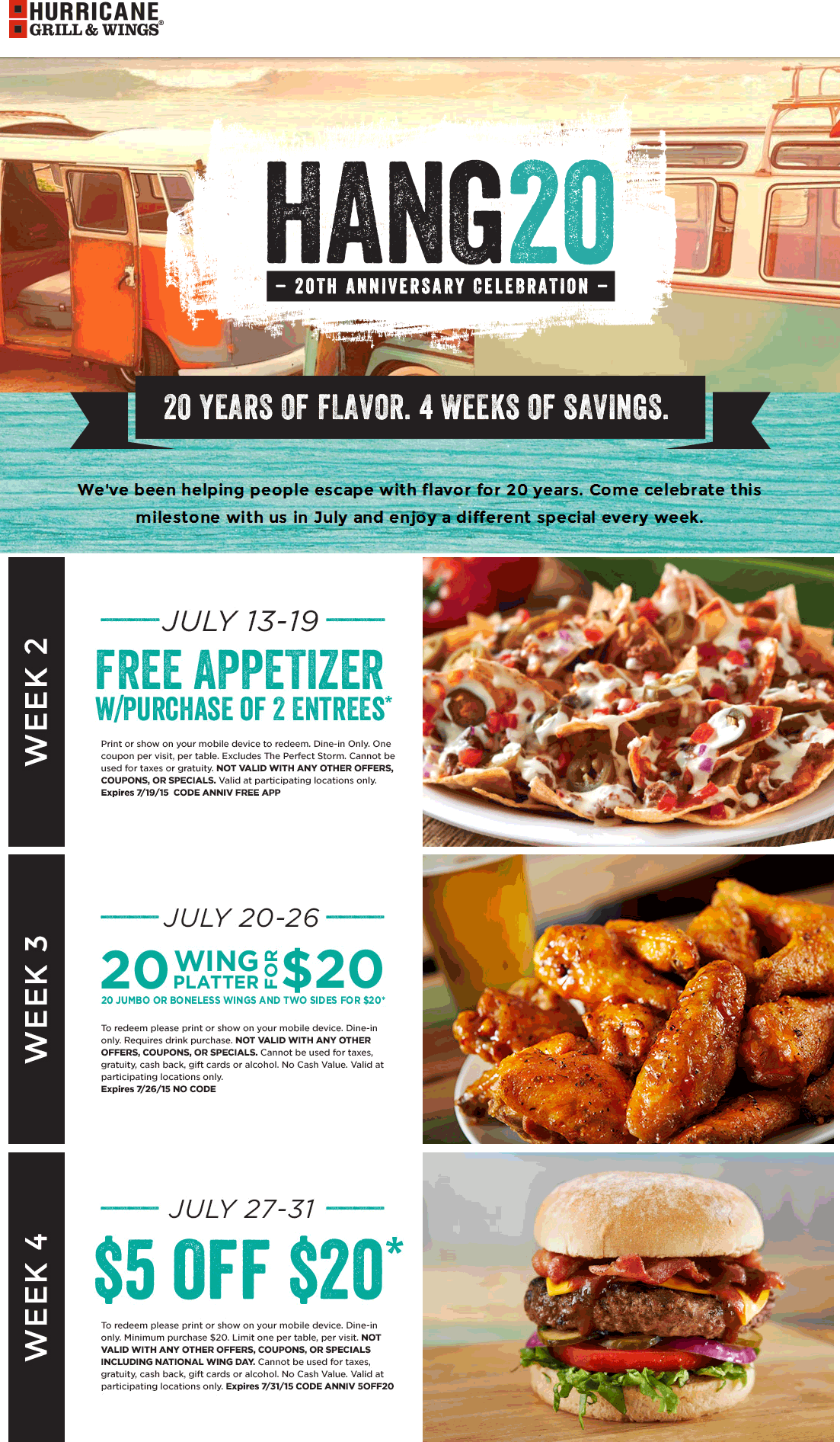 Hurricane Grill & Wings Coupon April 2024 Free appetizer & more at Hurricane Grill & Wings
