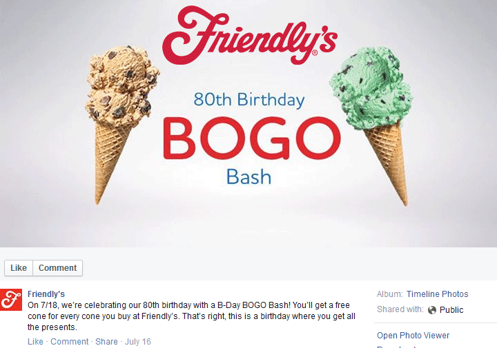 Friendlys Coupon March 2024 Second ice cream cone free today at Friendlys restaurants