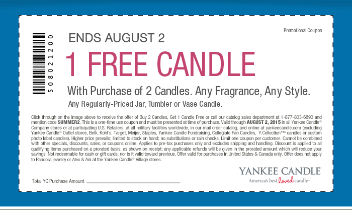 Yankee Candle Coupon April 2024 Third candle free at Yankee Candle, or online via promo code SUMMER2