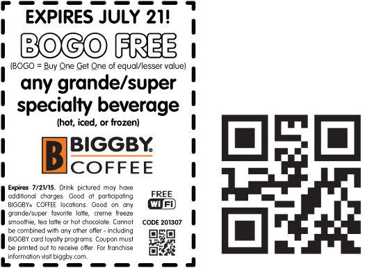 Biggby Coffee Coupon April 2024 Second drink free today at Biggby Coffee