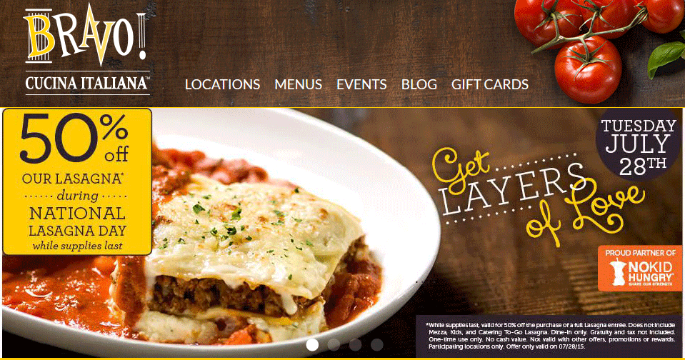 Bravo Cucina Italiana coupons & promo code for [May 2024]