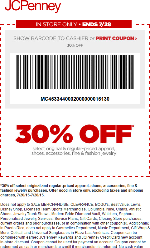 JCPenney Coupon April 2024 30% off apparel at JCPenney