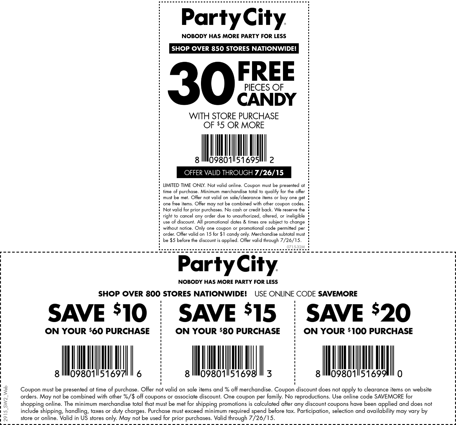 Party City Coupon April 2024 Free candy on $5 spent & $10 off $60 at Party City, or online via promo code SAVEMORE