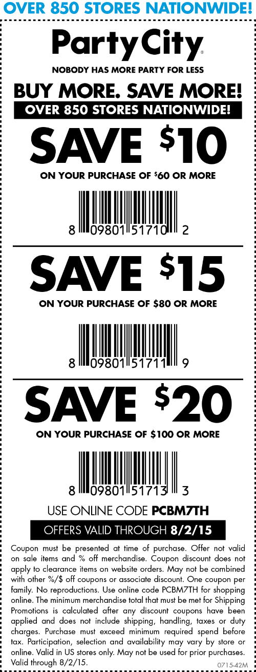 Party City Coupon April 2024 $10 off $60 & more at Party City, or online via promo code PCBM7TH