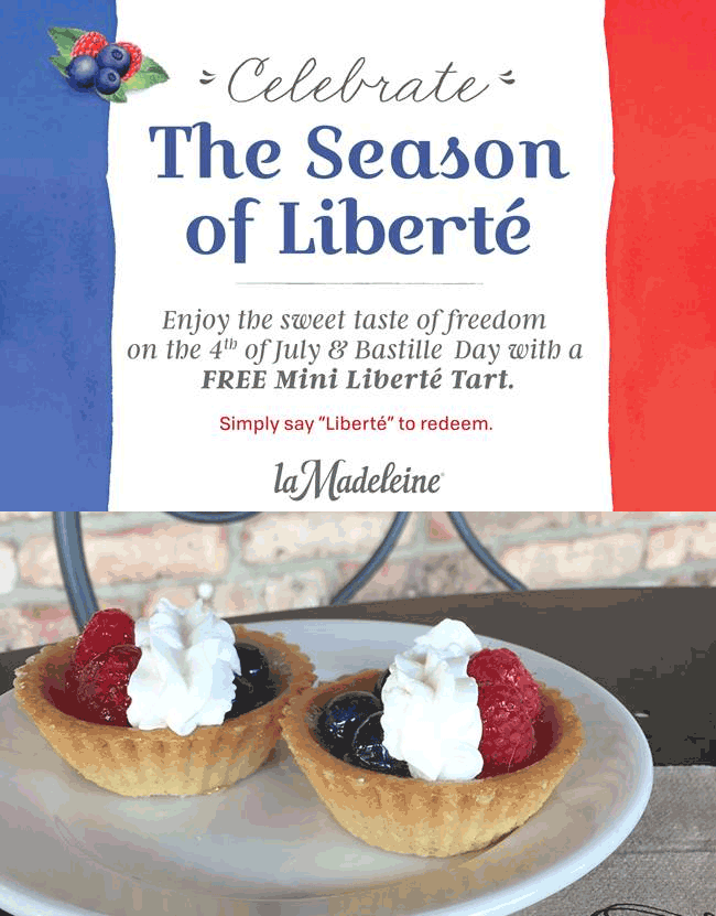 La Madeleine Coupon April 2024 Free tart Monday at La Madeleine French cafe