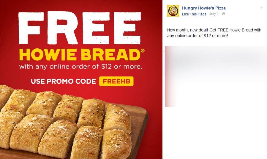 Hungry Howies December 2018 Free Howie Bread With 12 Online At Pizza Via