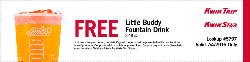 Kwik Trip Coupon April 2024 Free fountain drink today at Kwik Trip gas stations
