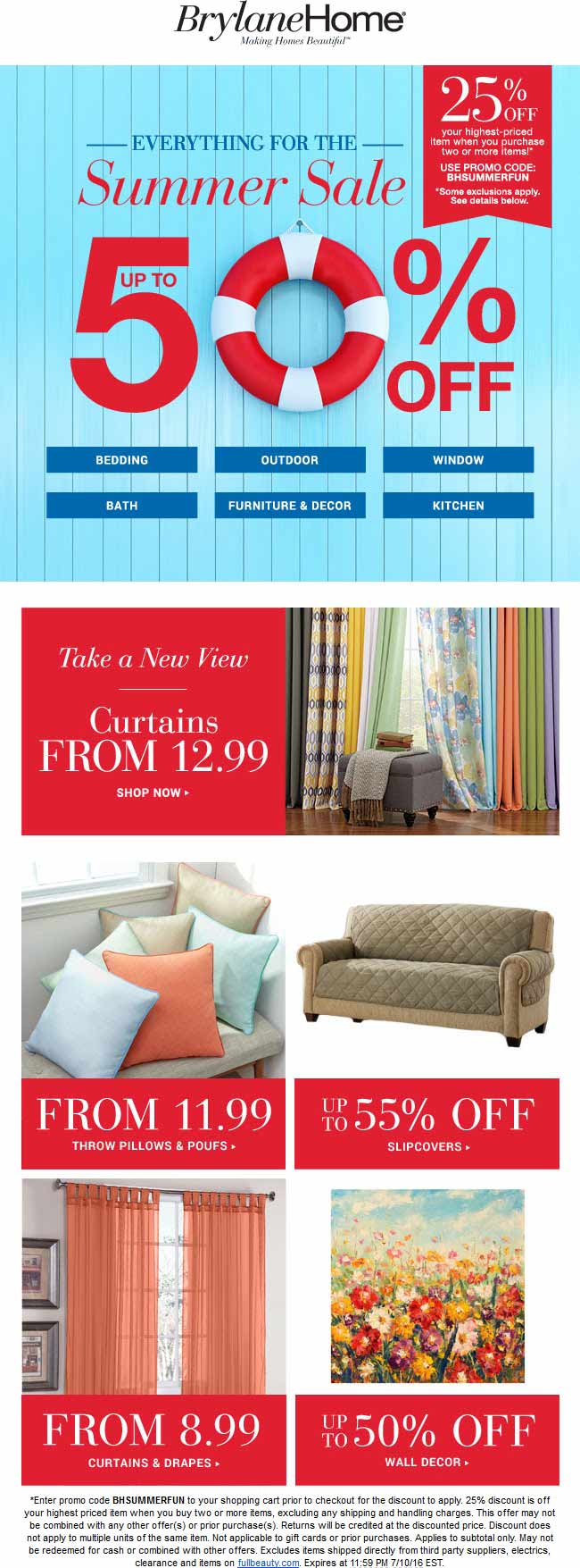 Brylane Home Coupon April 2024 25% off a couple items online at Brylane Home via promo code BHSUMMERFUN