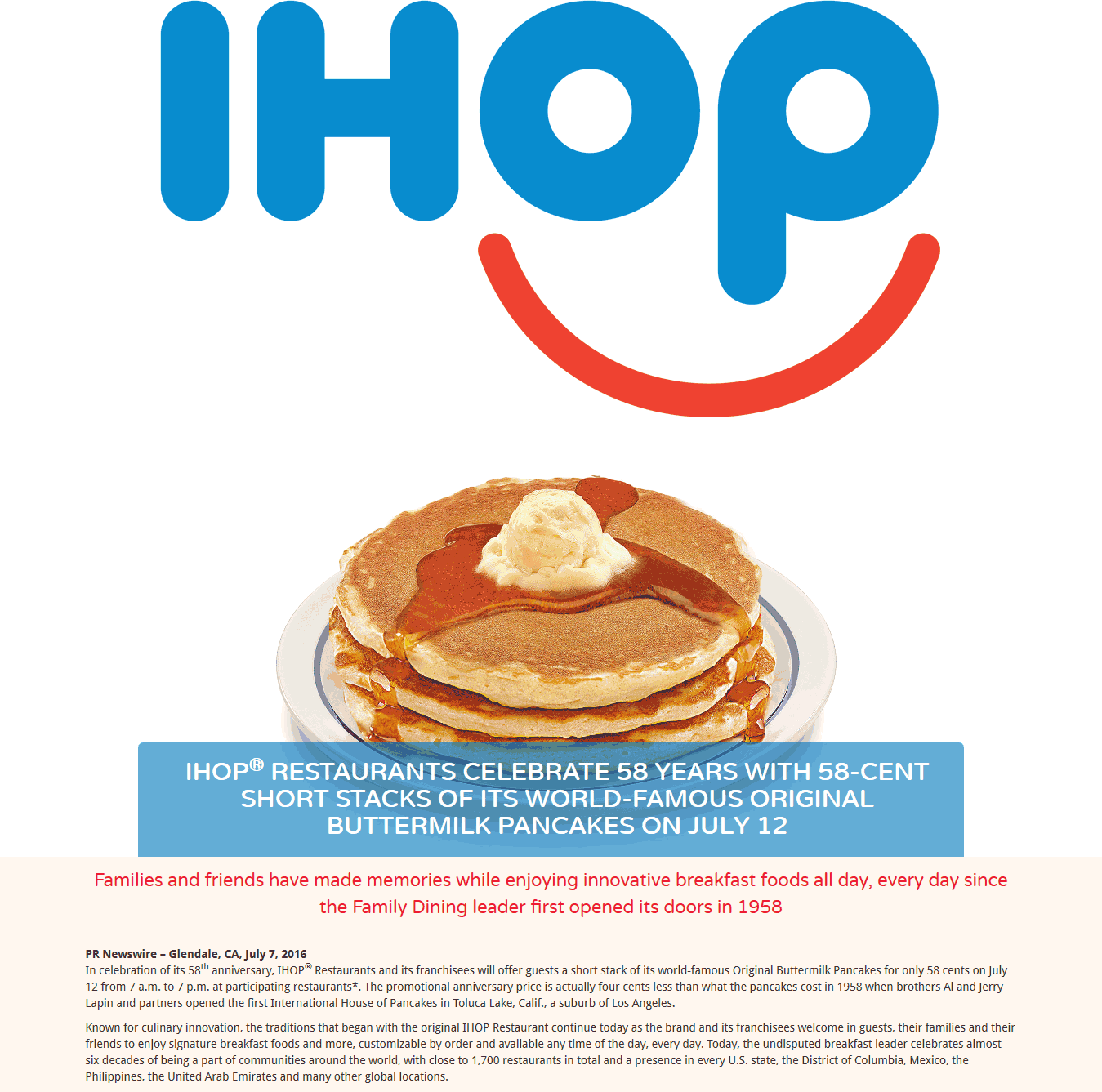 IHOP Coupon April 2024 58 cent pancakes Tuesday at IHOP