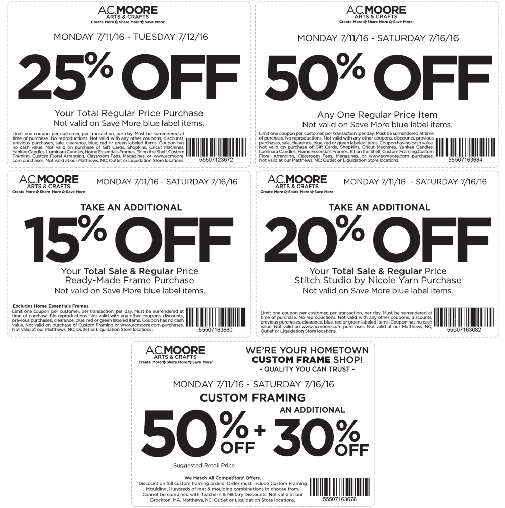 A.C. Moore Coupon March 2024 50% off a single item & more at A.C. Moore