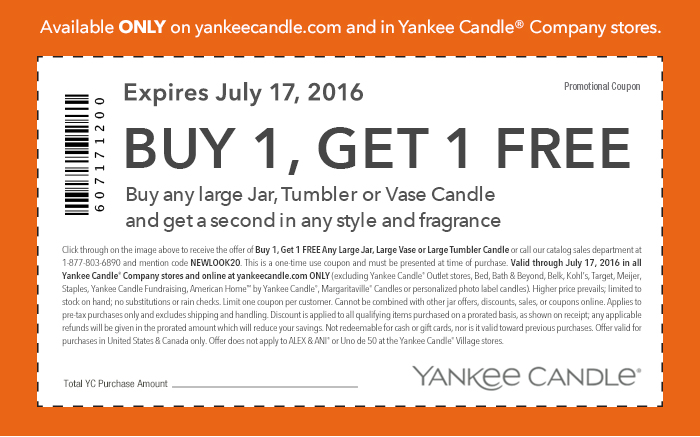 Yankee Candle Coupon April 2024 Second large candle free at Yankee Candle, or online via promo code NEWLOOK20