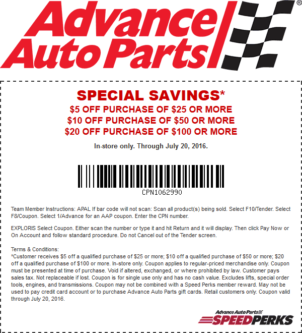 Advance Auto Parts Coupon April 2024 $5 off $25 & more today at Advance Auto Parts