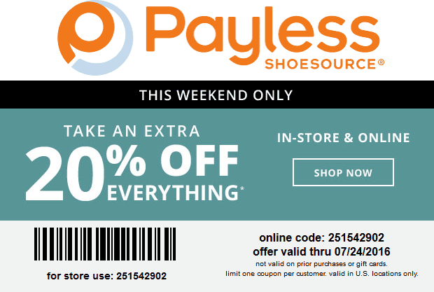 Payless Shoesource Coupon April 2024 Extra 20% off at Payless Shoesource, or online via promo code 251542902