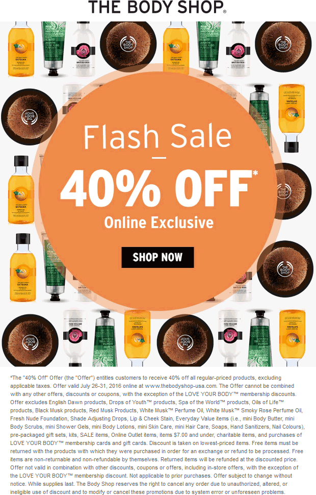 The Body Shop Coupon April 2024 40% off online at The Body Shop