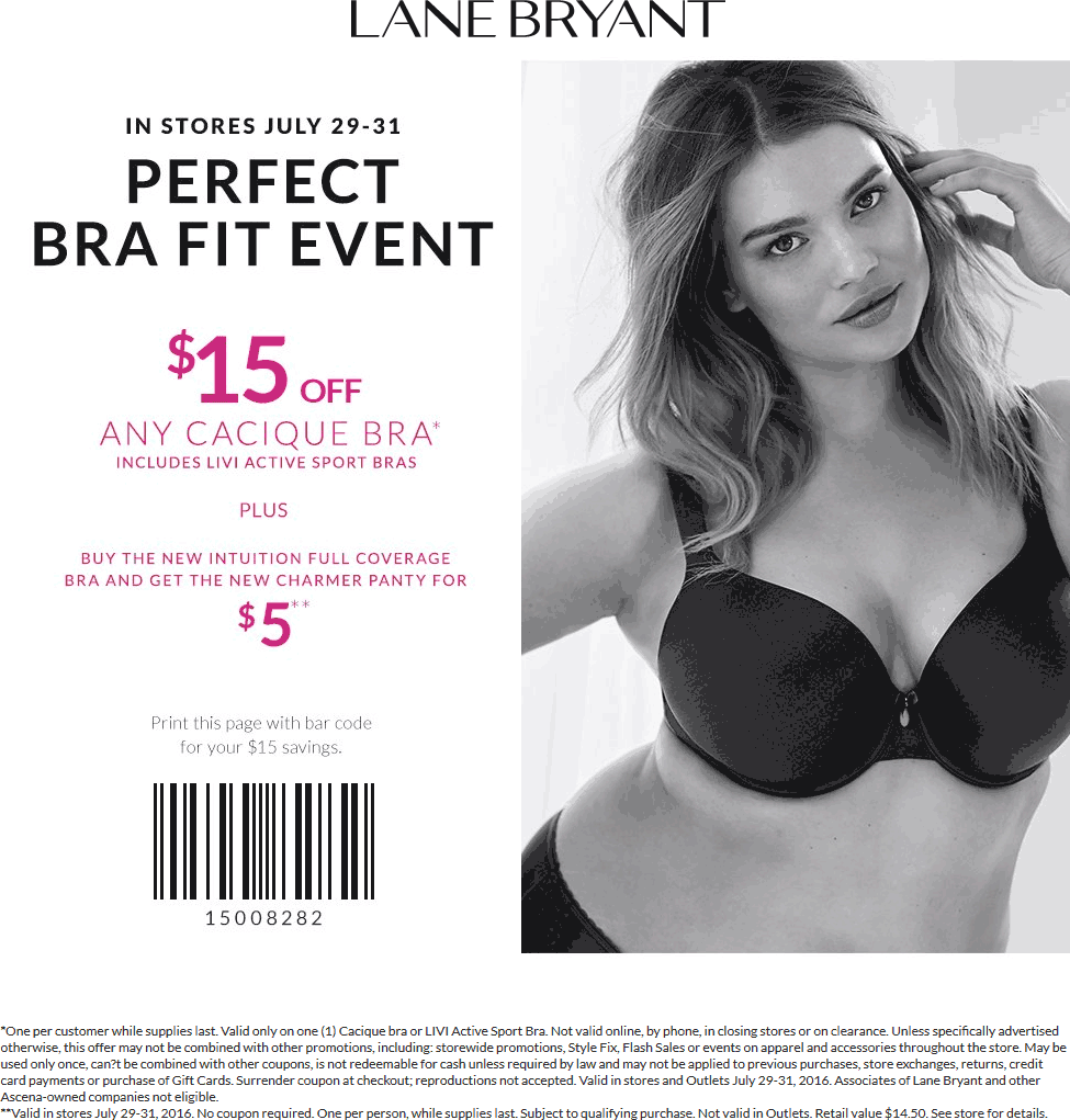 Lane Bryant Coupon April 2024 $15 off any Cacique bra today at Lane Bryant