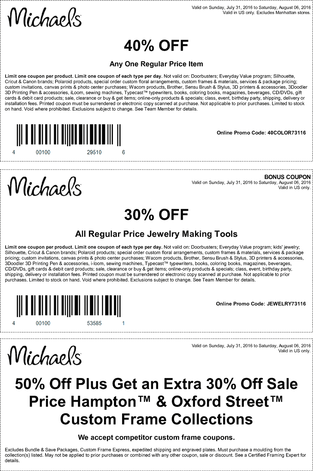 michaels framing coupons 2019