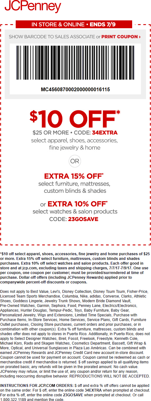 JCPenney Coupon May 2024 $10 off $25 at JCPenney, or online via promo code 34EXTRA