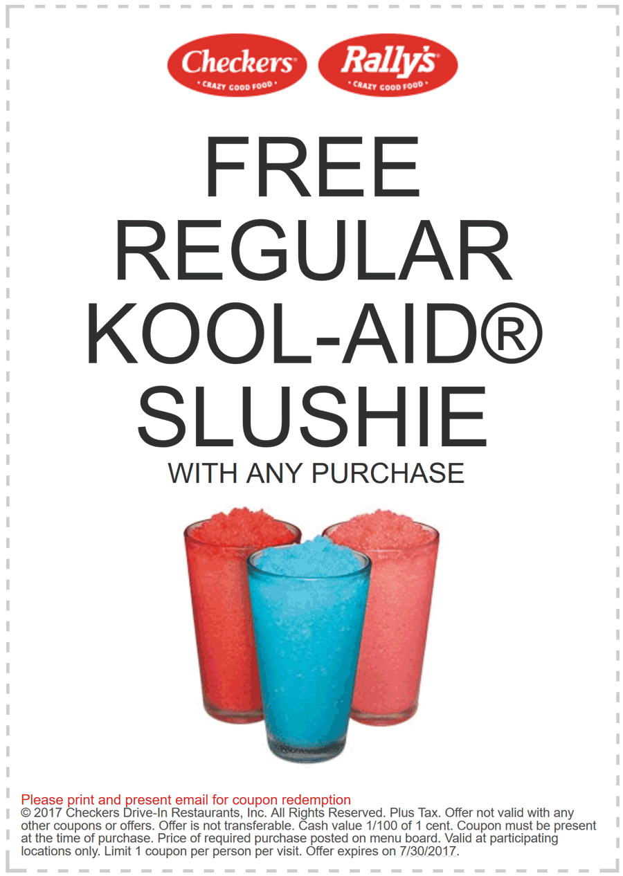 Checkers Coupon April 2024 Free slushie with any order at Rallys & Checkers restaurants