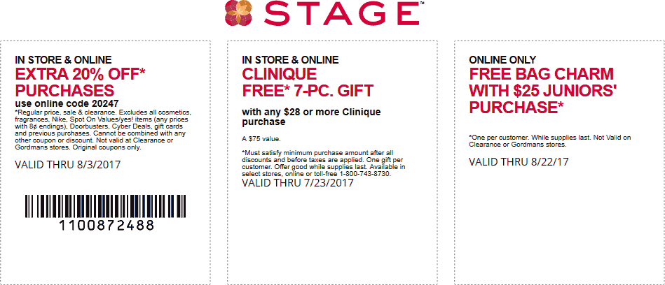 Stage Coupon April 2024 20% off at Stage stores, or online via promo code 20247