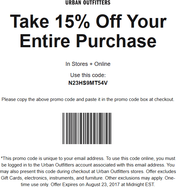 Urban Outfitters Coupon April 2024 Extra 15% off at Urban Outfitters