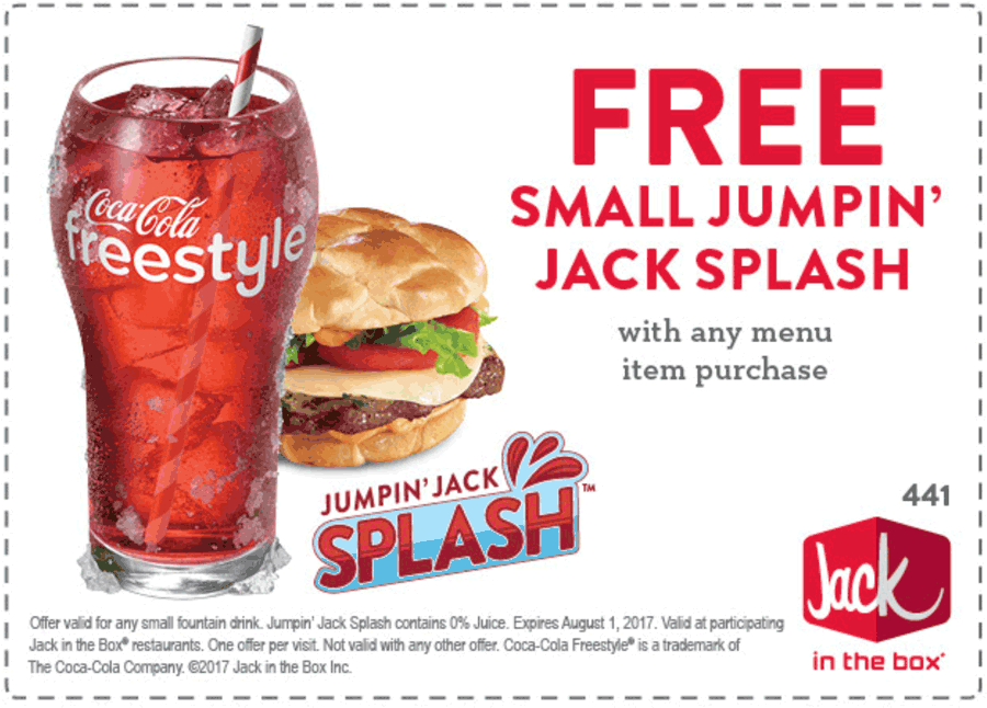 Jack in the Box Coupon April 2024 Free drink with any item at Jack in the Box