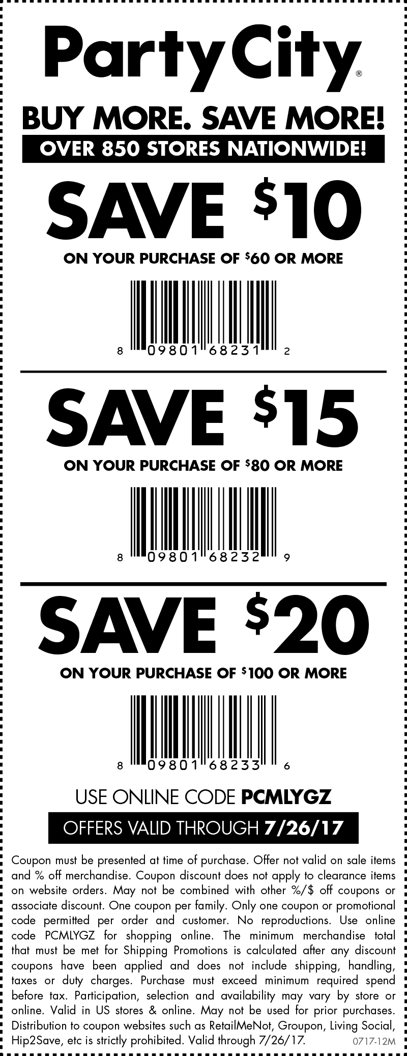 Party City Coupon April 2024 $10 off $60 & more today at Party City, or online via promo code PCMLYGZ