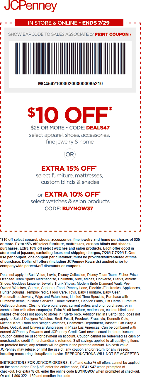 JCPenney Coupon April 2024 $10 off $25 at JCPenney, or online via promo code DEALS47