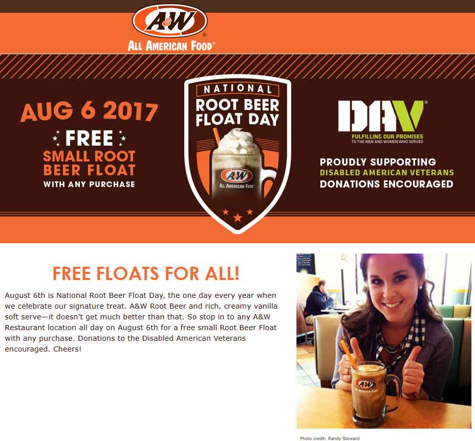 A&W Coupon April 2024 Free root beer float Sunday at A&W restaurants