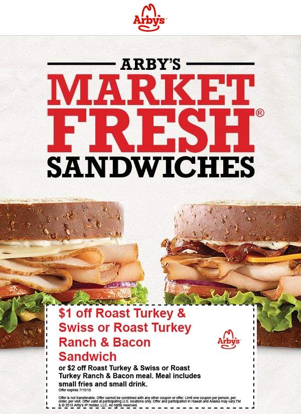 Arbys Coupon April 2024 $1-$2 off fresh sandwiches at Arbys restaurants