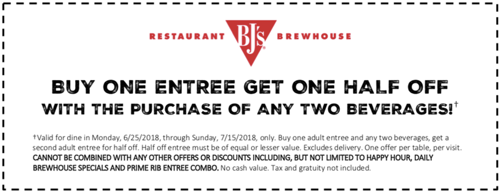 BJs Restaurant coupons & promo code for [May 2024]