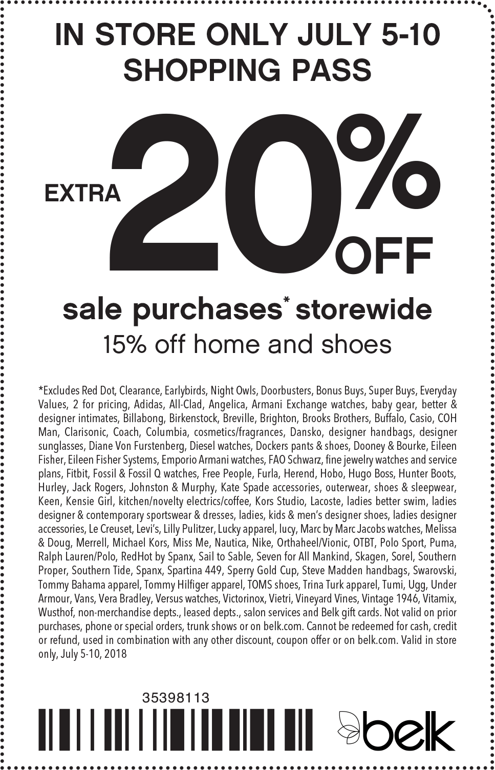 Belk Coupon March 2024 Extra 20% off sale items at Belk