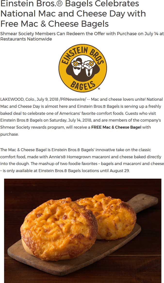 Einstein Bros Bagels coupons & promo code for [March 2024]