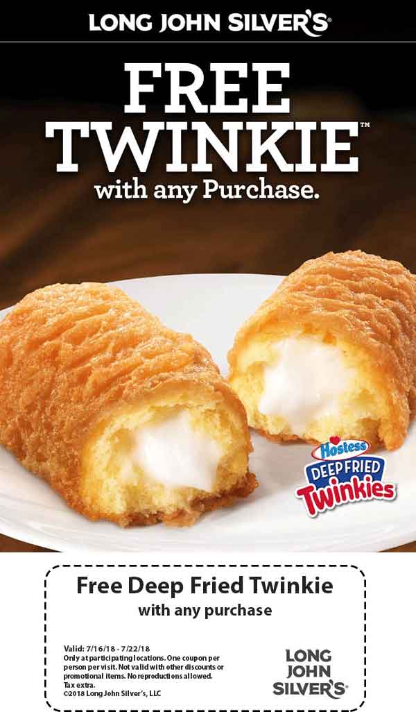 Long John Silvers Coupon April 2024 Free twinkie with your order at Long John Silvers restaurants