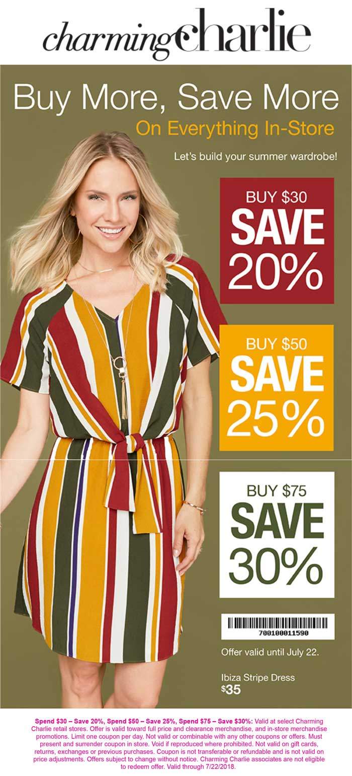 Charming Charlie Coupon March 2024 20-30% off $30+ at Charming Charlie