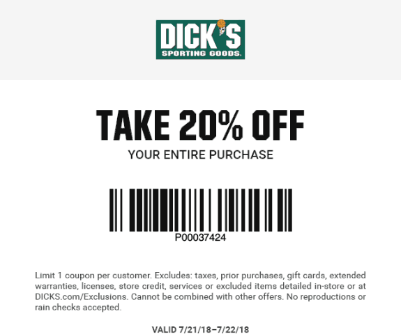 Dicks Coupon April 2024 20% off at Dicks sporting goods